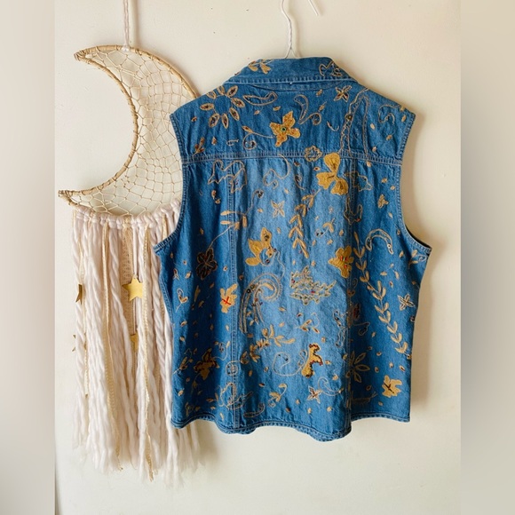Chicos 90s vintage embroidered beaded denim vest - Picture 6 of 6